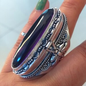 Poison box Ring- Handmade Long pill box ring