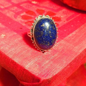 Natural lapis lazuli Ring, 92.5% Sterling Silver Ring, Gifts for Her, Birthday Gifts, Bohostyle Ring, Handmade jewelry , Promise Ring image 5