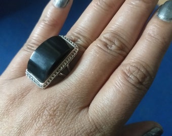 Natural Black Onyx Ring , 925 Sterling Silver Ring, Signet ring, Handmade ring, Gifts For Her, promise ring, Gifts for her