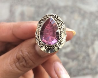 Taxco Glass Amethyst Signed Solitaire Statement Ring-circa - Etsy