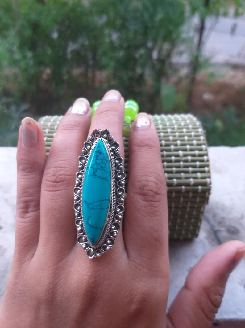 Turquoise Ring 925% Sterling Silver Ring Turquoise Jewelry image 0