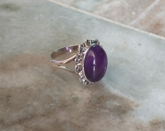 Natural Amethyst Ring, 92.5% Sterling Silver Ring, Gifts For Her, Engagement Gifts, Bohostyle ring, Statement Ring, Birthday gifts