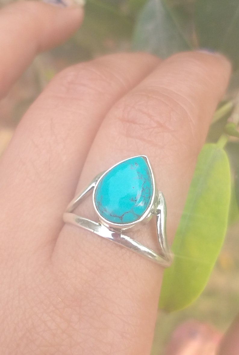 Turquoise Ring 925% Sterling Silver Ring Turquoise Jewelry image 0