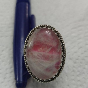 Pink Moonstone ring, 92.5% silver ring, Rainbow moonstone ring, Boho Statements ring, Big Stone ring, Oval stone ring, Crown Setting ring image 2