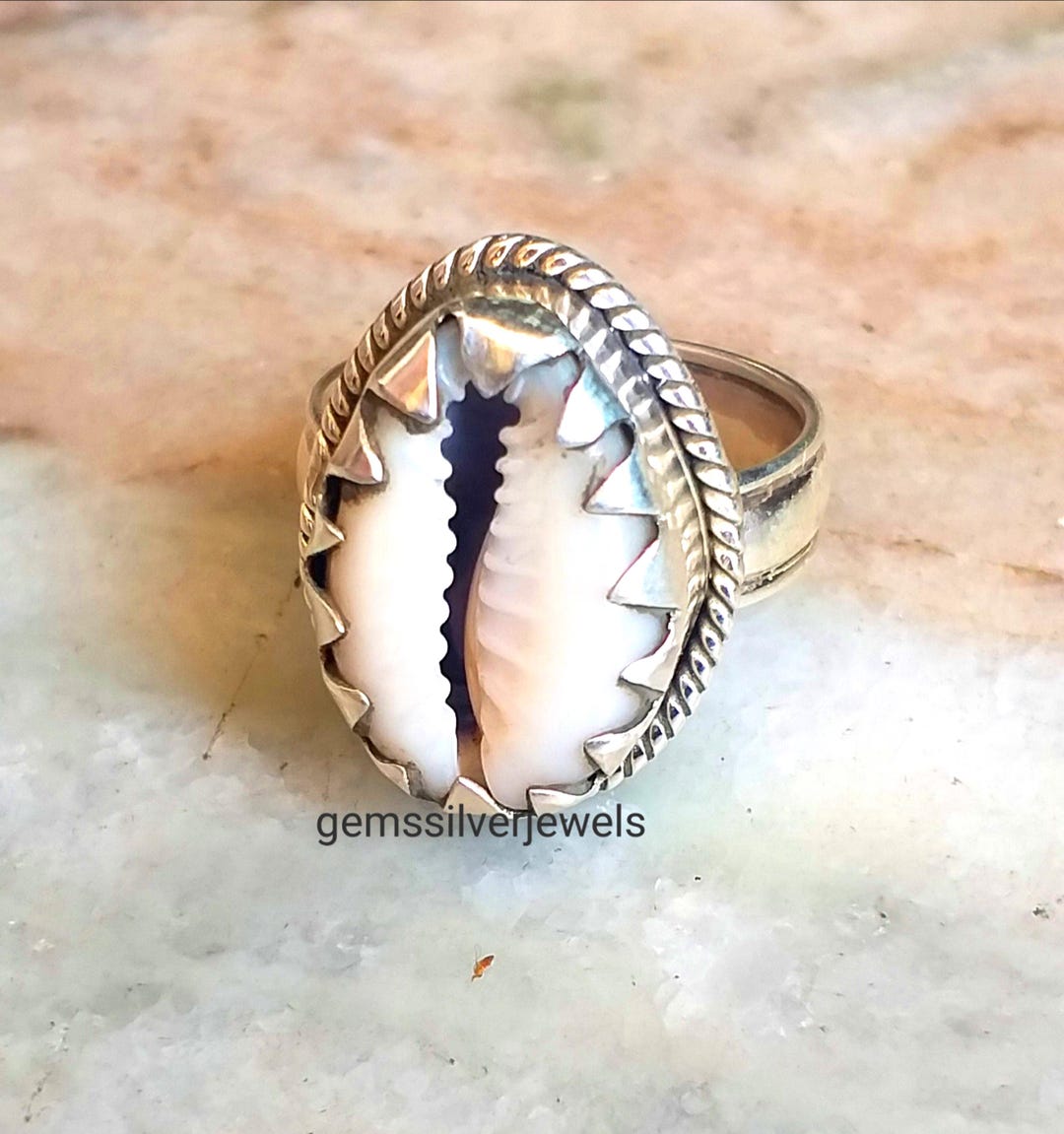 Handmade Sterling Silver Cowrie Shell Ring: Boho Beach Jewelry - Etsy