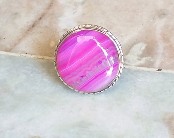 Pink Botswana Agate Ring, 925 Sterling Silver Ring, Pink Stone Ring, Gifts For Her, Birthday gifts, Valentine day gifts , Agate Ring