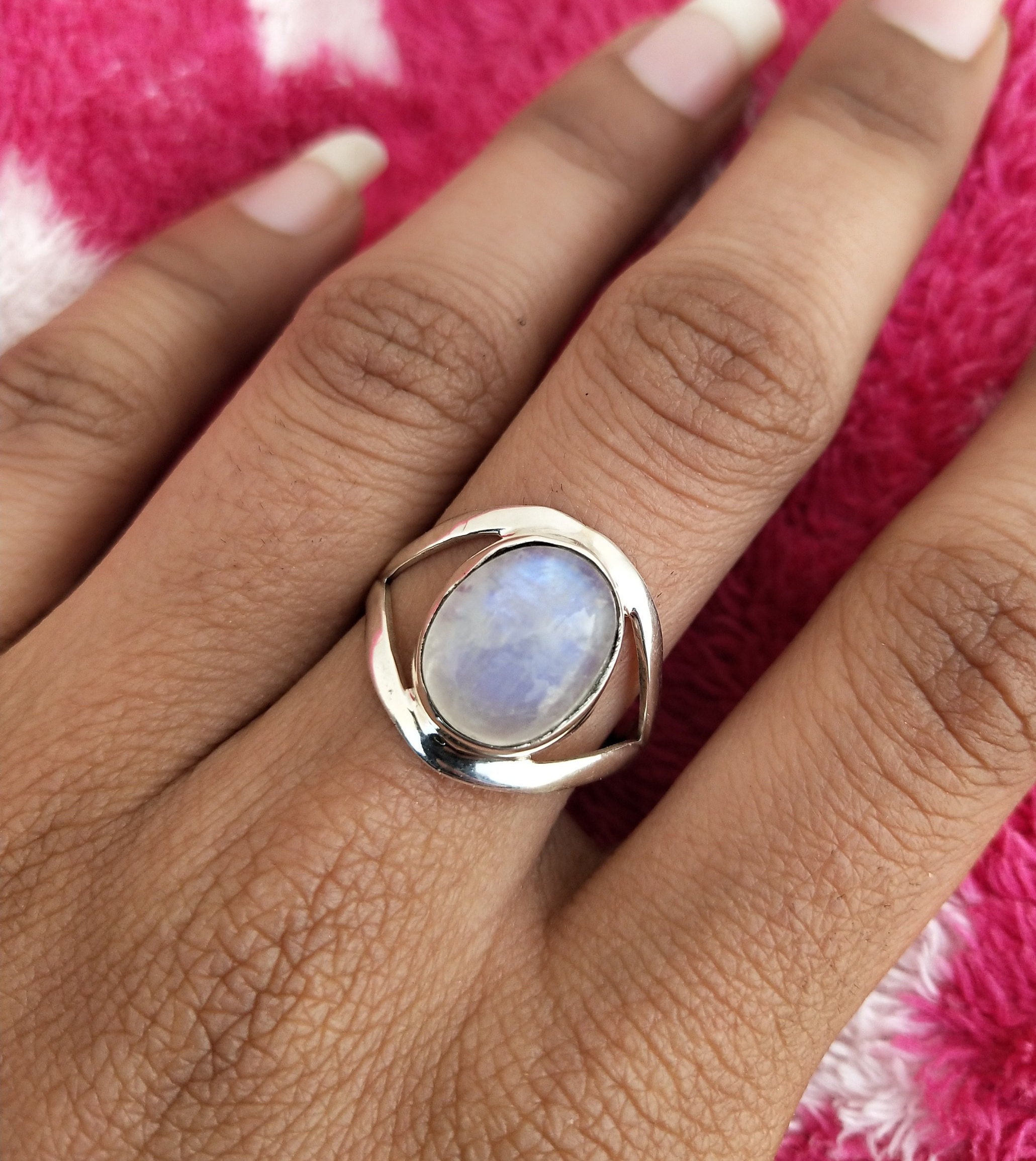 Mondstein Ring 925 Sterling Silber natürlicher Mondstein Ring Etsy