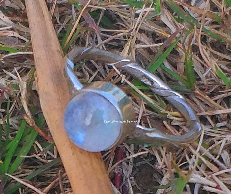 Boho Moonstone Ring 92.5 Silver Ring Round Stone Ring image 0
