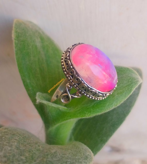 Buy Natural Moonstone Ring, 92.5% Silver Ring, Pink Flesh Moonstone Ring,  Round Stone Ring, Boho Statements Ring, Midi Ring,hippie Style Ring Online  in India - … | Statement rings boho, Moonstone ring,