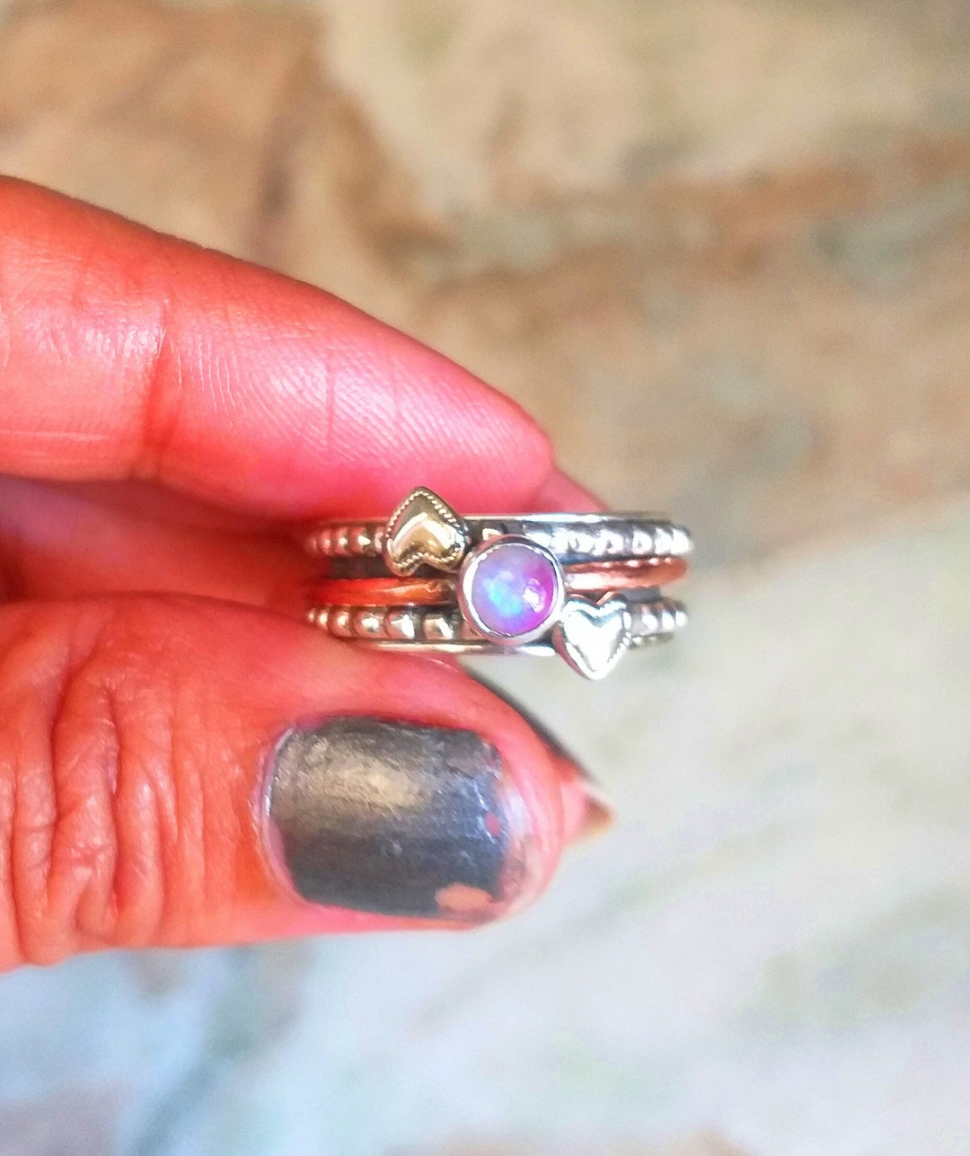 925 Sterling Silver Spinner Band, Natural Moonstone Band, Birthday