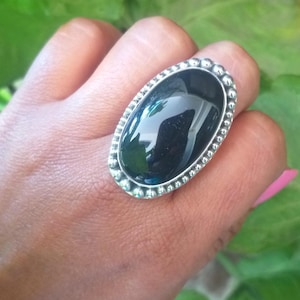Black Onyx Sterling Silver Ring: Vintage Cocktail Jewelry
