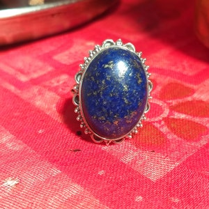 Natural lapis lazuli Ring, 92.5% Sterling Silver Ring, Gifts for Her, Birthday Gifts, Bohostyle Ring, Handmade jewelry , Promise Ring image 4