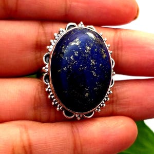 Lapis Lazuli Sterling Silver Ring: Handmade Boho Statement Jewelry