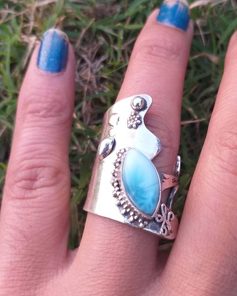 Larimar & Topaz Ring in Silver
