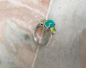 Natural Peridot and Green Onyx Ring, 925 Sterling Silver Ring, Engagement Ring, Gemstone Ring, Best Ring For Gift.  Bestseller ring