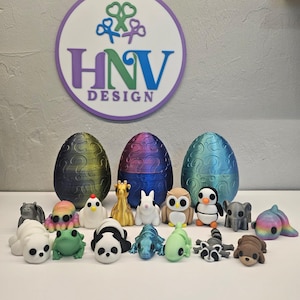 Mystery Egg | Pack of 5 Articulating Mini Animals | 3D Printed in PLA