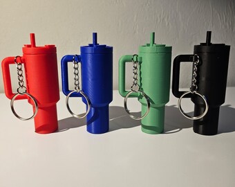 Mini Stanley Tumbler Keychain: 3D Printed Replica with a removable lid. You chose your color.