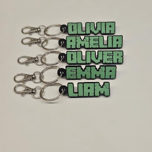Minecraft-Inspired Custom Name Keychain – Personalized Gamer Gift for Kids’ Backpacks & Keys
