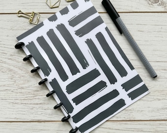 Refillable Black and White Patterned A5 Discbound Notebook with 120gsm Paper