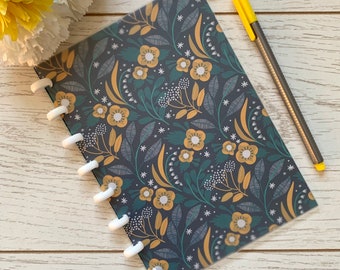 Floral 120gsm A5 Discbound Notebook | Blue Refillable A5 Discbound Journal