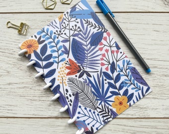 Refillable Blue Botanical A5 Discbound Notebook With 120gsm Paper