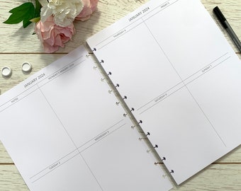 May to December 2024 A4 Weekly Discbound Planner Inserts, One Week on Two Pages