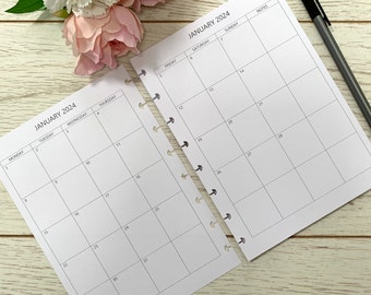 May to December 2024 A5 Separable Monthly Discbound Planner Inserts with Monthly Habit Tracker