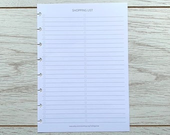 Shopping List Inserts for A5 Discbound Planners