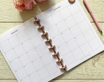 Monthly Perpetual Calendar for A5 Discbound Planners, A5 Discbound Perpetual Monthly Calendar