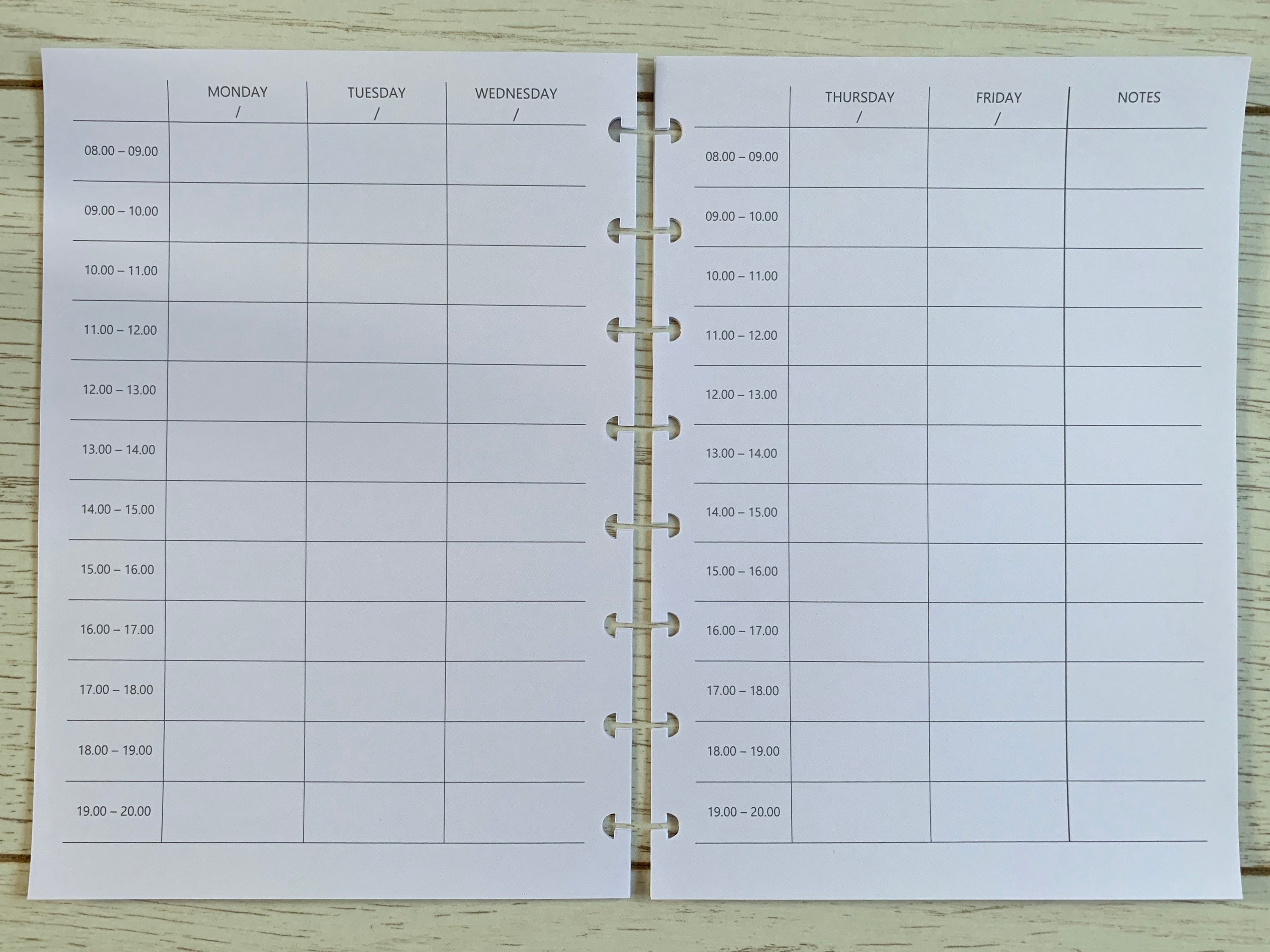 Weekly A5 Discbound Planner Inserts Vertical Hourly UNDATED Etsy