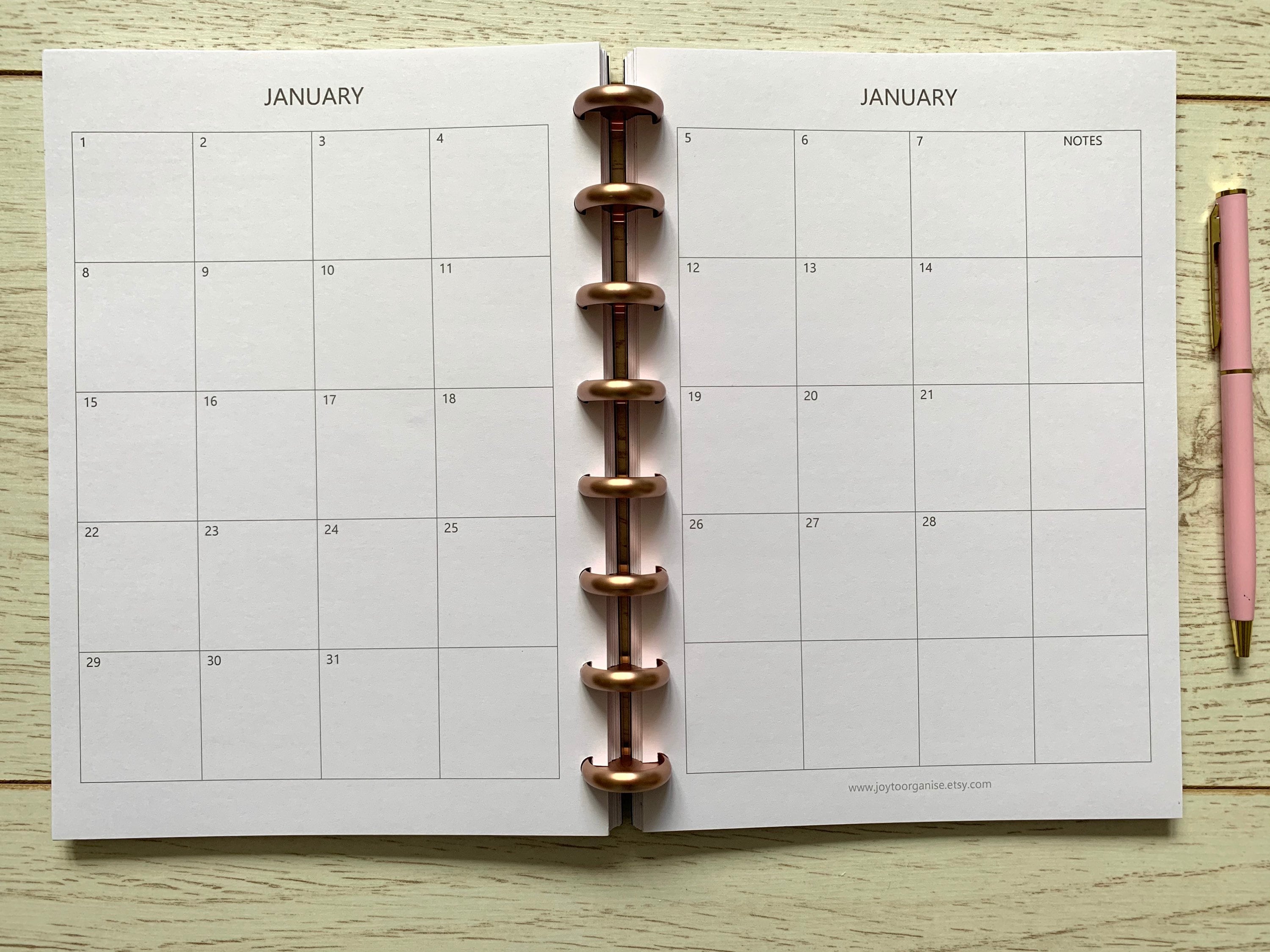 A5 Discbound Monthly Perpetual Calendar PRINTED 120gsm 32lb Etsy