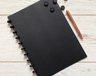 Black A4 Discbound Notebook | 120gsm A4 Black Refillable Discbound Journal
