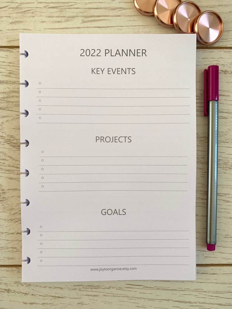 A5 2022 Horizontal Weekly Discbound Planner Inserts A5 Etsy UK