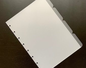 4 Side Tab Dividers for A5 Discbound Planners | A5 Side Tab Discbound Planner Dividers | A5 Frosted Discbound Dividers