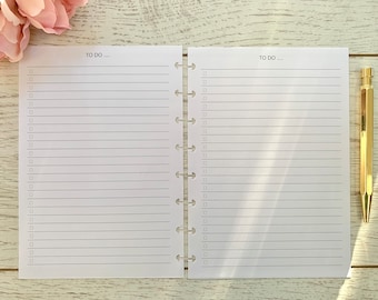 To Do List Inserts for A5 Discbound Planners