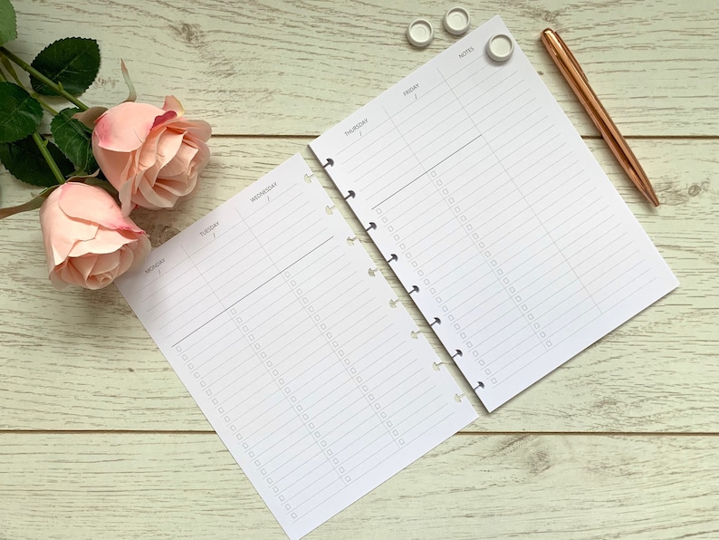 Undated Weekly A5 Discbound Planner Inserts Discbound Etsy UK