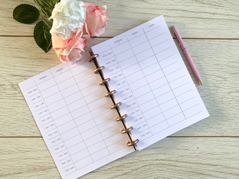 Weekly A5 Discbound Planner Inserts Vertical Hourly UNDATED Etsy UK