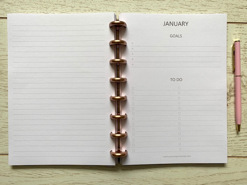 A5 UNDATED Monthly Discbound Planner Inserts PRINTED Etsy