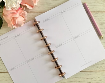 A5 UNDATED Weekly Discbound Planner Inserts With a One Week View Over Two Pages (1WO2P)