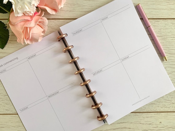 A5 UNDATED Weekly Discbound Planner Inserts With a One Week View Over Two Pages (1WO2P)