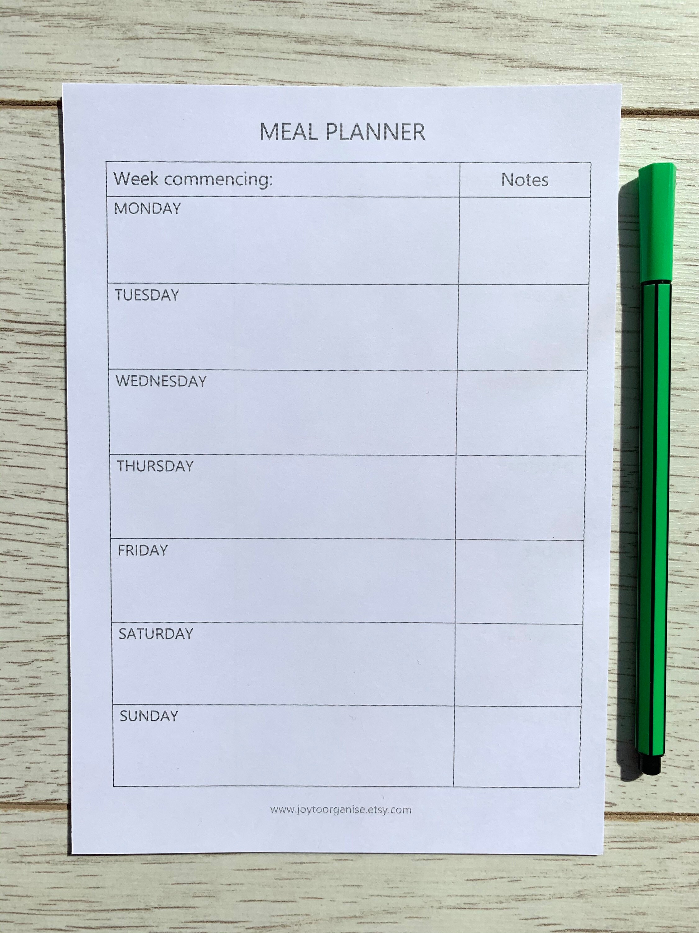 A5 Meal Planner Inserts UNPUNCHED A5 Menu Planner Printed Etsy UK