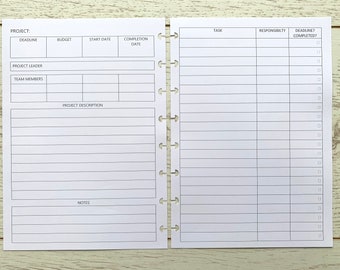 A5 DISCBOUND Project Planner Inserts