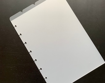4 Top Tab Dividers for A5 Discbound Planners | A5 Top Tab Discbound Planner Dividers | A5 Frosted Discbound Dividers