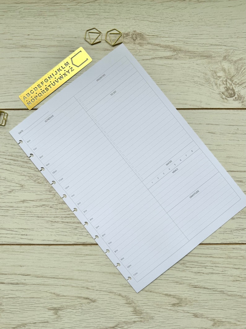 A4 Undated Daily Discbound Planner Inserts, One Day on One Page - Etsy ...