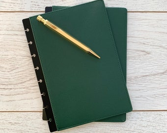 Dark Green Faux Leather A5 Discbound Planner Cover