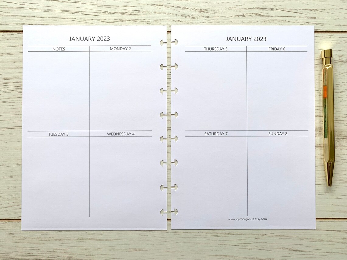 2023 A5 Weekly Discbound Planner Inserts 2023 Weekly Inserts Etsy