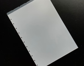 6 Top Tab Dividers for A4 Discbound Planners | A4 Top Tab Discbound Planner Dividers | A4 Frosted Tab Dividers
