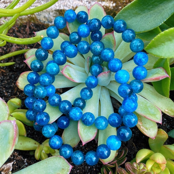 Blue Apatite 8mm Gemstone Bracelet Healing Stone - image 3