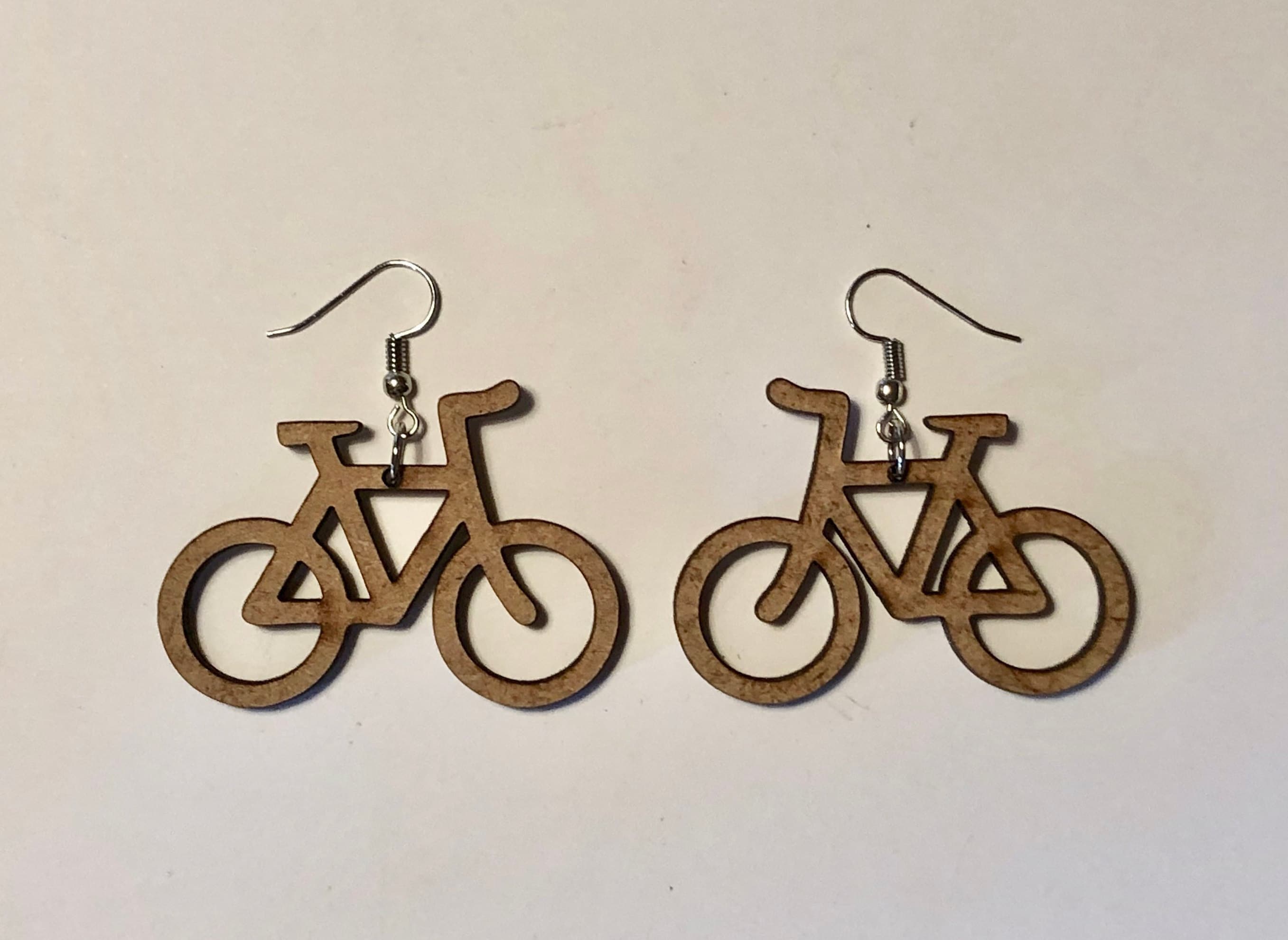 Bike Wood Earrings Bicycle Earrings Nature Earring Wood Etsy