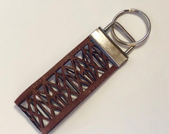 Geometric Key Ring - Leather Key Ring - Leather Key Fob - Leather Keychain - Gift for her - Woman Gift - Woman Keychain - Woman Key Ring